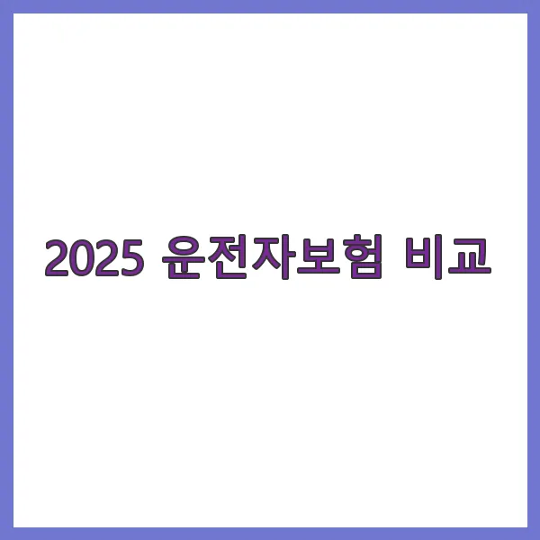 2025 운전자보험 비교