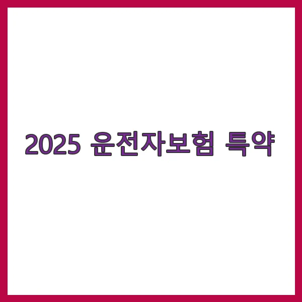 2025 운전자보험 특약