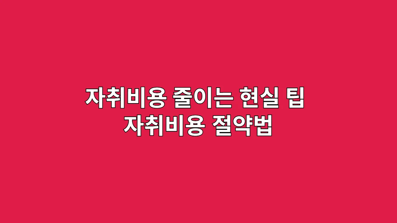 자취비용 줄이는 현실 팁 자취비용 절약법
