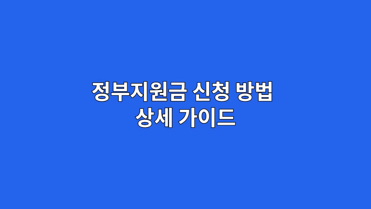정부지원금 신청 방법 상세 가이드