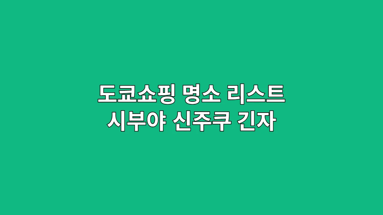 도쿄쇼핑 명소 리스트 시부야 신주쿠 긴자