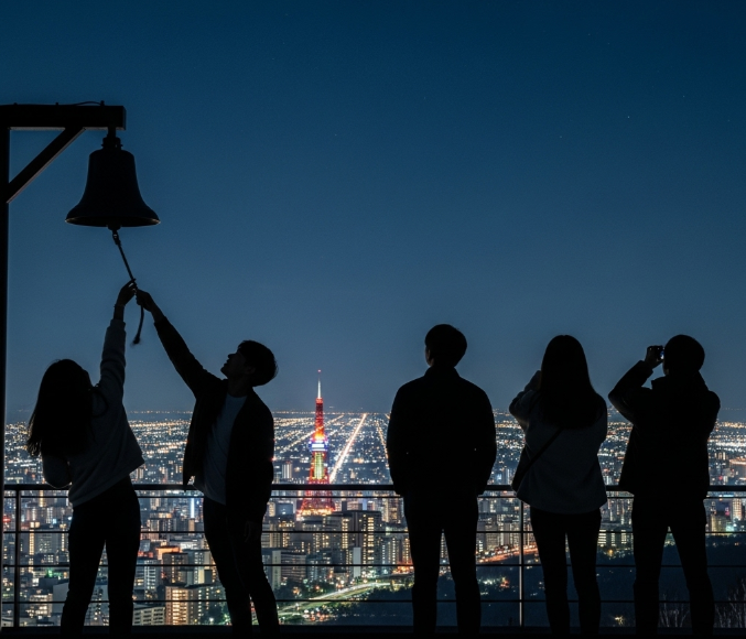 발아래 보석을 뿌려놓은 듯한 삿포로의 밤, 우리 우정도 이렇게 영원히 빛나길.
