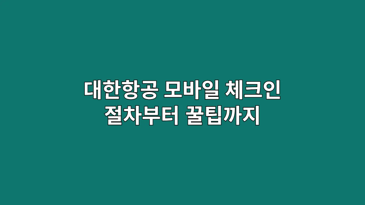 대한항공 모바일 체크인 절차부터 꿀팁까지