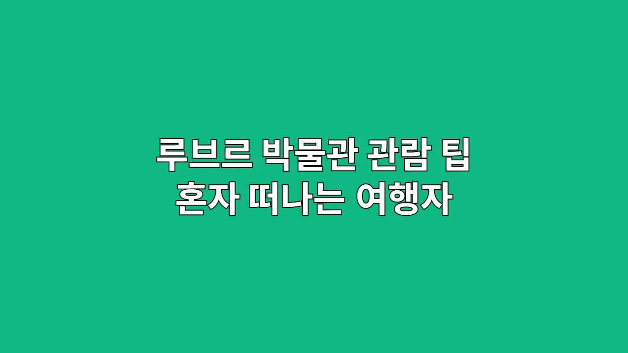 루브르 박물관 관람 팁 혼자 떠나는 여행자
