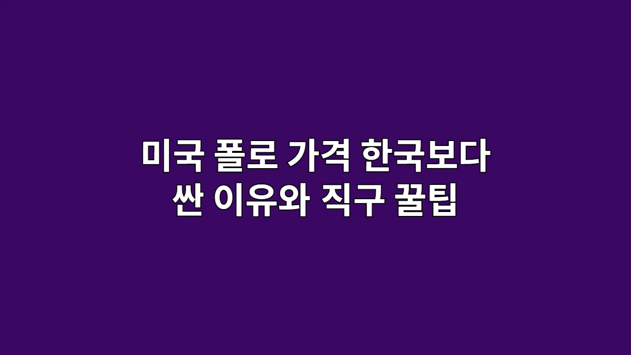 미국 폴로 가격 한국보다 싼 이유와 직구 꿀팁