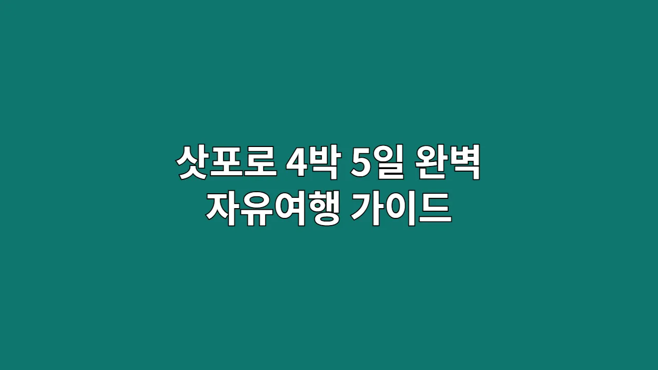 삿포로 4박 5일 완벽 자유여행 가이드