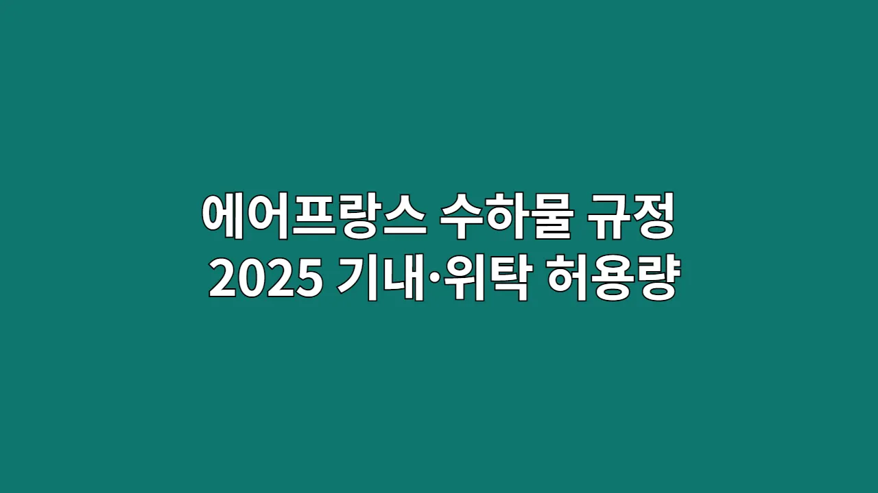 에어프랑스 수하물 규정 2025 기내·위탁 허용량
