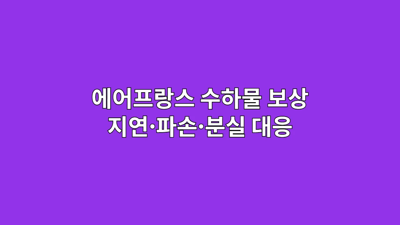 에어프랑스 수하물 보상 지연·파손·분실 대응