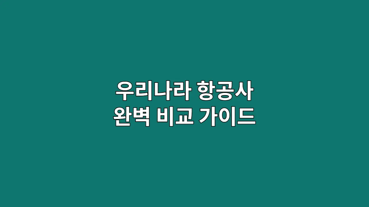 우리나라 항공사 완벽 비교 가이드