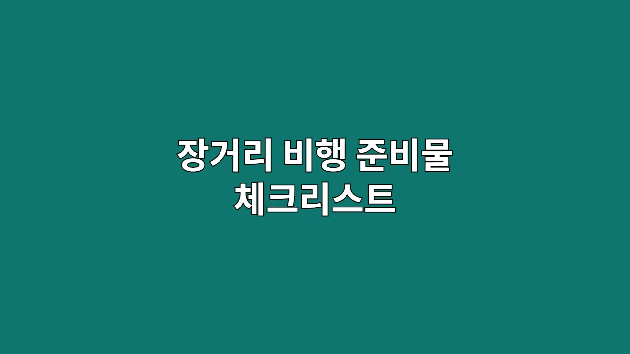 장거리 비행 준비물 체크리스트