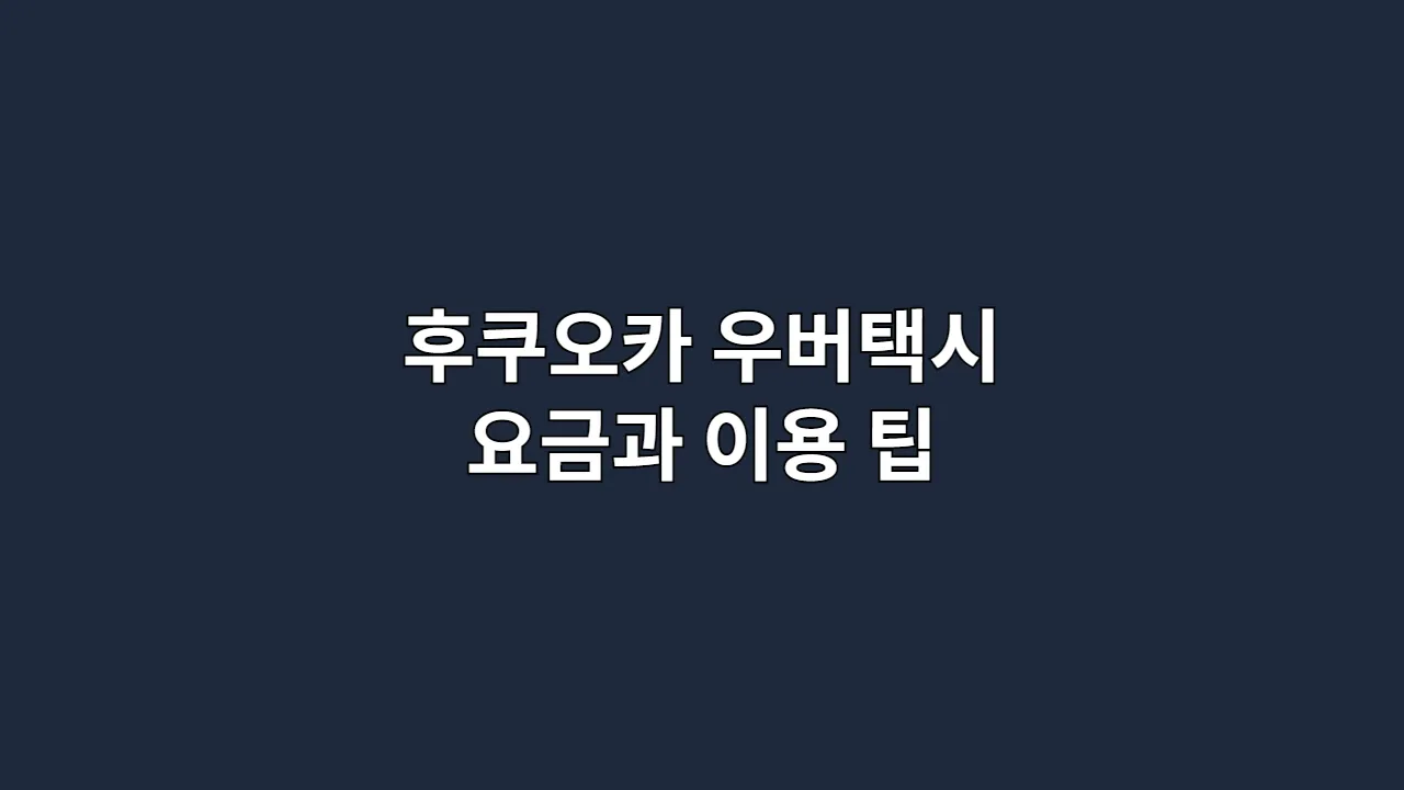 후쿠오카 우버택시 요금과 이용 팁