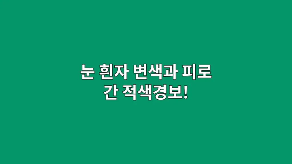 눈 흰자 변색과 피로, 간이 보내는 적색경보! 최고의 가성비 간 건강 투자 전략