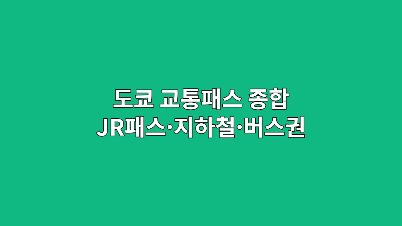 도쿄 교통패스 종합 가이드 (JR패스·지하철·버스권 활용)