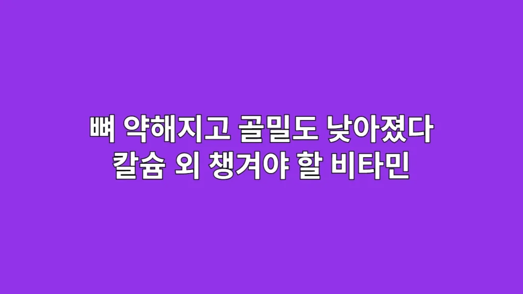 뼈 약해지고 골밀도 낮아졌다면 칼슘외 챙겨야 할 뼈 건강 비타민