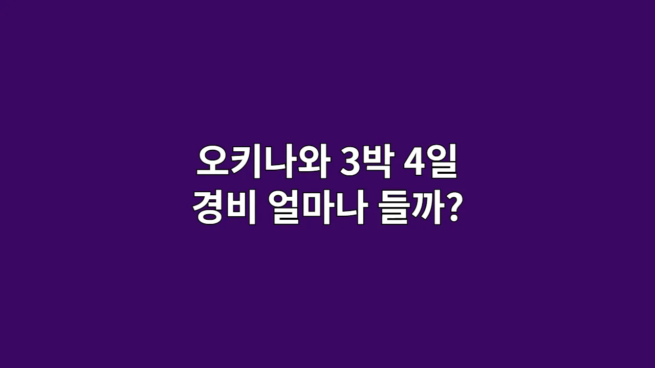 오키나와 3박 4일 경비 얼마나 들까?