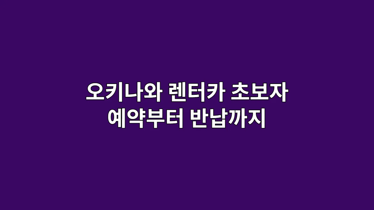 오키나와 렌터카 초보자 예약부터 반납까지