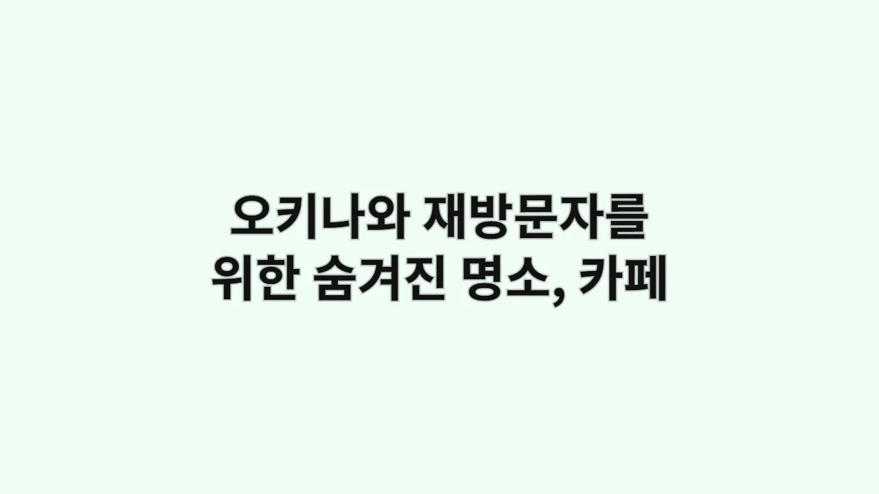 오키나와 재방문자를 위한 숨겨진 명소 카페