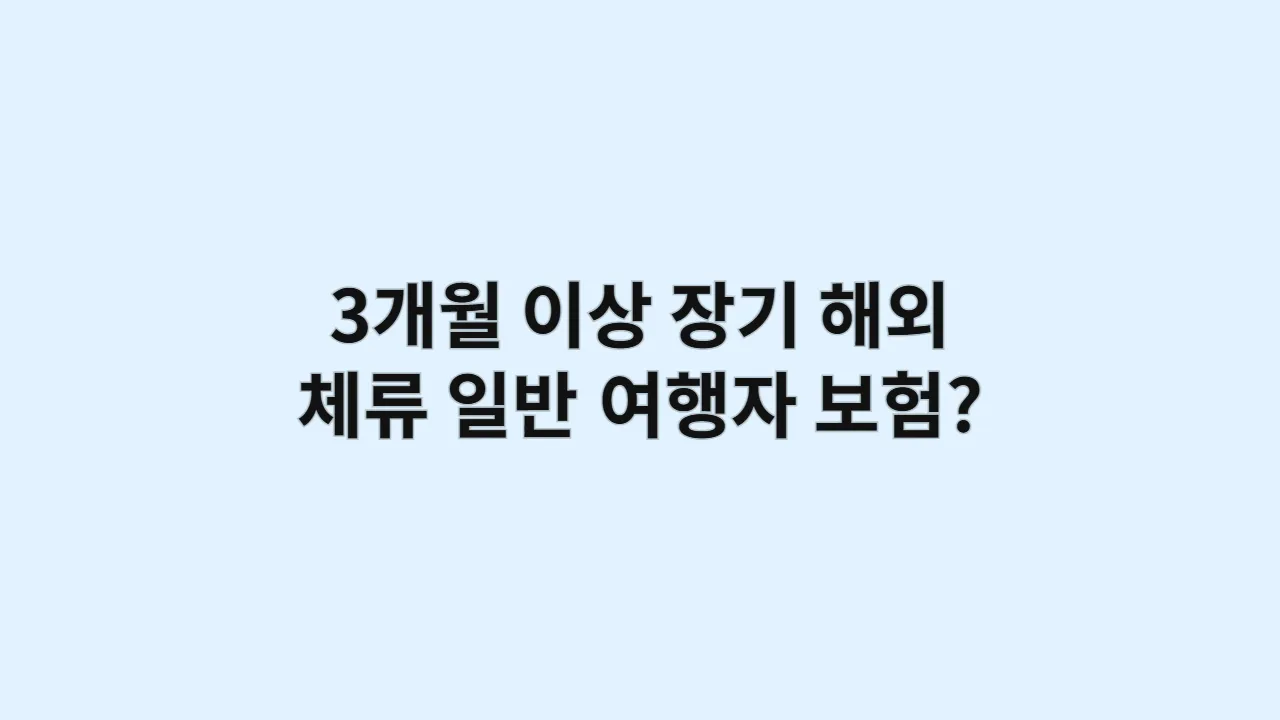 3개월 이상 장기 해외 체류, 일반 여행자 보험으로 괜찮을까? (디지털 노마드 보험)