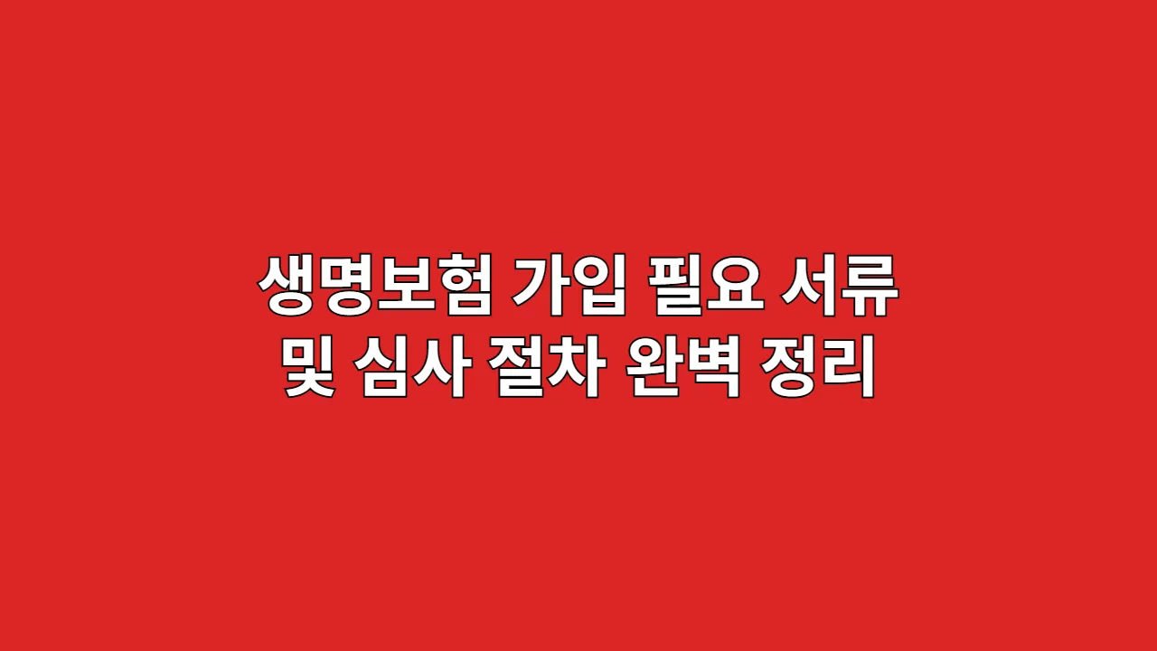 생명보험 가입 필요 서류 및 심사 절차 완벽 정리