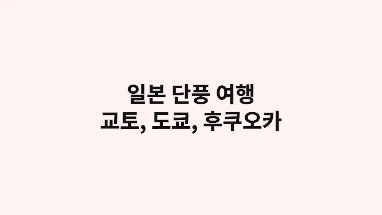 일본 대표 도시 단풍 여행 가이드: 교토 vs 도쿄 vs 오사카(후쿠오카) 전격 비교