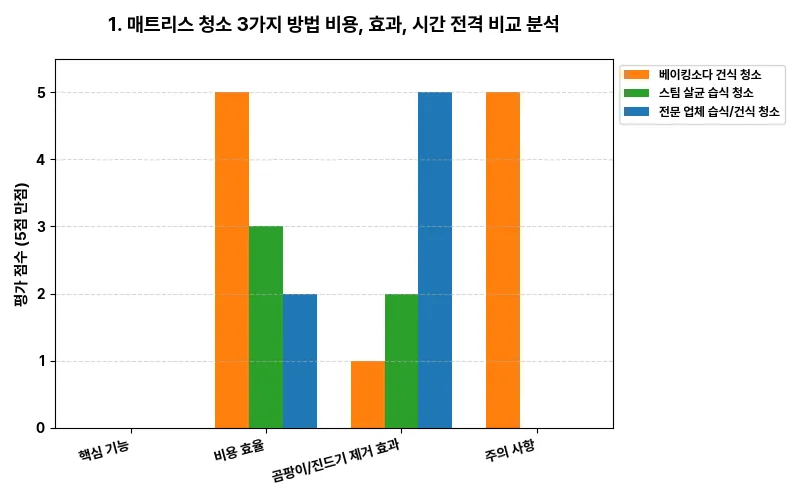 1. 매트리스 청소 3가지 방법: 비용, 효과, 시간 전격 비교 분석 비교 차트