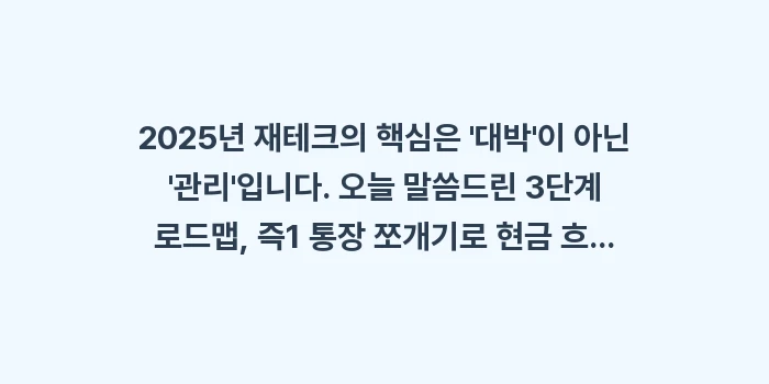2025 새해 재테크: 2025년 재테크의 핵심은... (1)