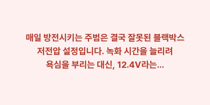 블랙박스 저전압 설정: 매일 방전시키는 주범은 결국... (2)