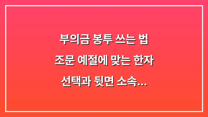 부의금 봉투 쓰는 법: 조문 예절에 맞는 한자 선택과 뒷면 소속 기재 대표 이미지