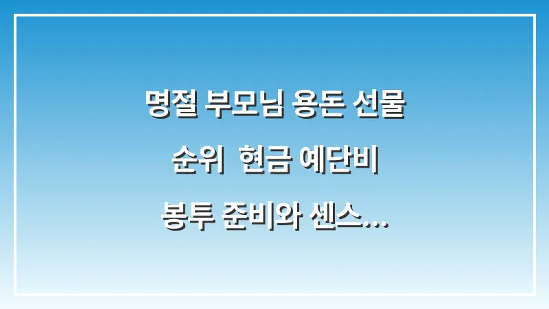 명절 부모님 용돈 선물 순위: 현금 예단비 봉투 준비와 센스 있는 선택법 대표 이미지