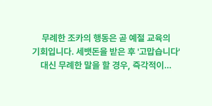 무례한 조카 대처, 세뱃돈 예절 교육, 조카 훈육: 무례한 조카의 행동은 곧 예... (2)