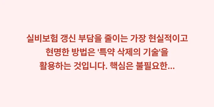 실비보험 특약 삭제: 실비보험 갱신 부담을 줄이는... (2)