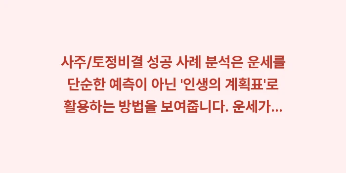 사주 토정비결 성공 사례: 사주/토정비결 성공 사례 분... (1)