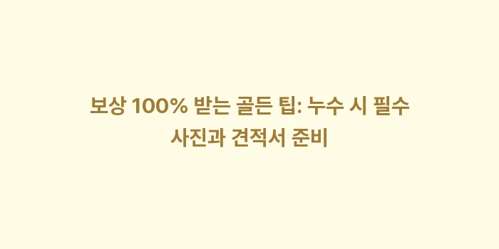 급배수시설 누출 손해: 보상 100% 받는 골든 팁... (2)