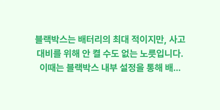 자동차 배터리 방전 예방: 블랙박스는 배터리의 최대 적... (1)