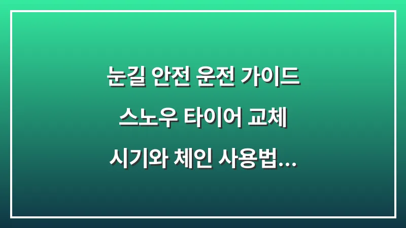 눈길 안전 운전 가이드: 스노우 타이어 교체 시기와 체인 사용법 대표 이미지