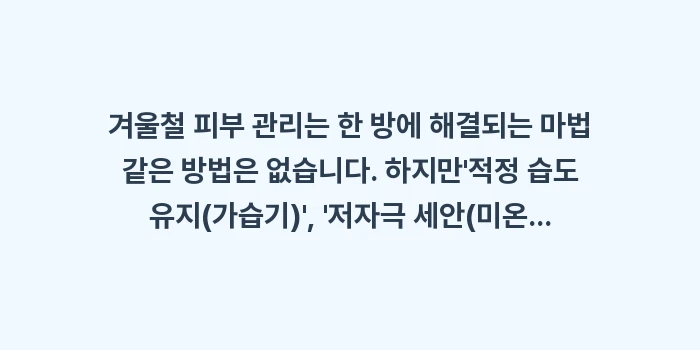 겨울철 피부 관리: 겨울철 피부 관리는 한 방에... (1)