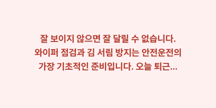 자동차 와이퍼 관리: 잘 보이지 않으면 잘 달릴... (1)