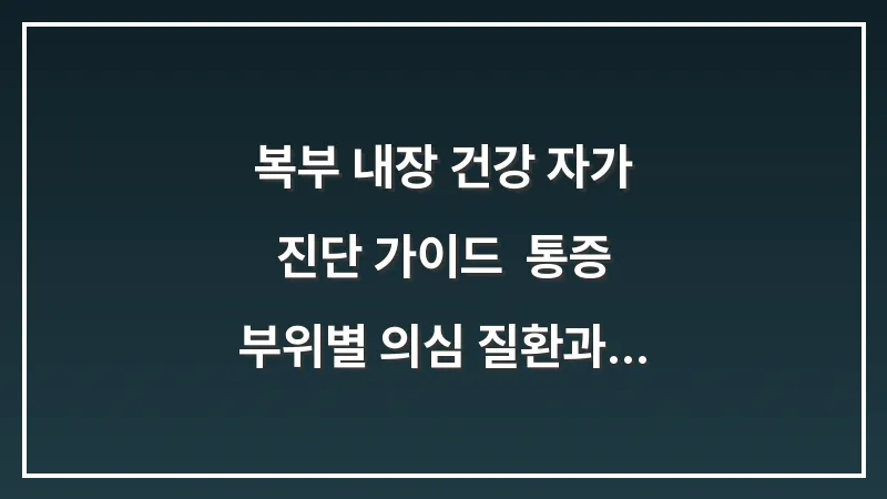 복부 내장 건강 자가 진단 가이드: 통증 부위별 의심 질환과 병원 방문 기준 대표 이미지