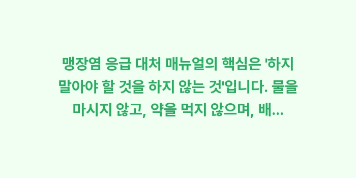 맹장염 응급 대처 매뉴얼: 맹장염 응급 대처 매뉴얼의... (2)