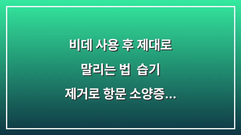 비데 사용 후 제대로 말리는 법: 습기 제거로 항문 소양증 예방하기 대표 이미지