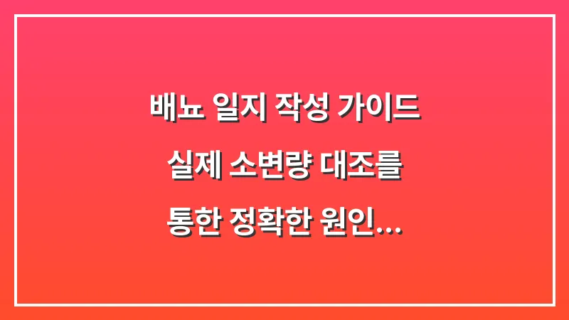 배뇨 일지 작성 가이드: 실제 소변량 대조를 통한 정확한 원인 파악 도구 대표 이미지