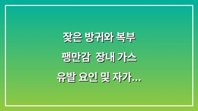 잦은 방귀와 복부 팽만감: 장내 가스 유발 요인 및 자가 진단 체크리스트 대표 이미지