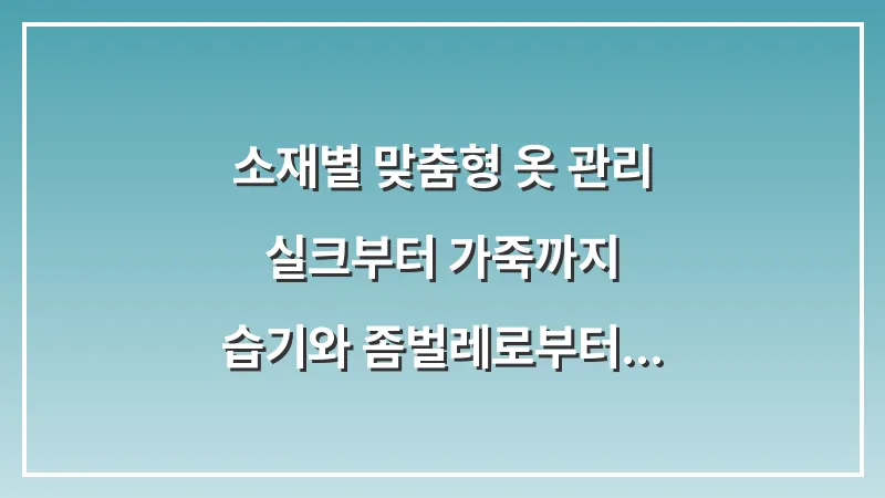 소재별 맞춤형 옷 관리: 실크부터 가죽까지 습기와 좀벌레로부터 지키는 법 대표 이미지