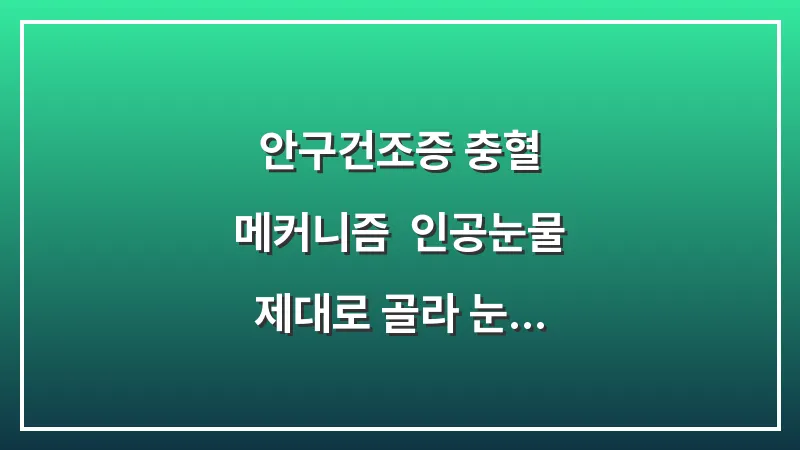 안구건조증 충혈 메커니즘: 인공눈물 제대로 골라 눈 뻑뻑함과 붉은 기 잡는 법 대표 이미지