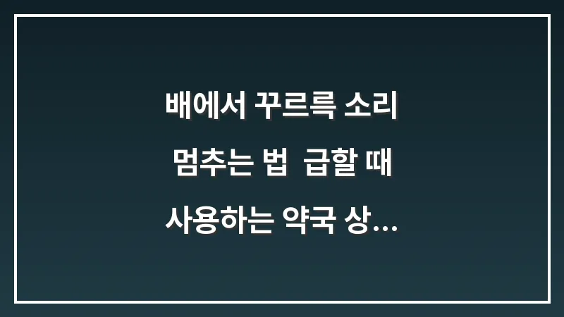 배에서 꾸르륵 소리 멈추는 법: 급할 때 사용하는 약국 상비약 리스트 대표 이미지