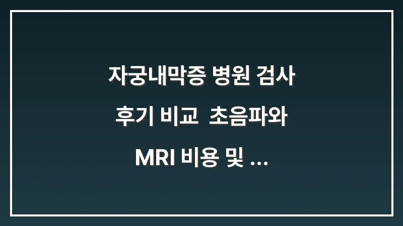 자궁내막증 병원 검사 후기 비교: 초음파와 MRI 비용 및 확진 절차 안내 대표 이미지