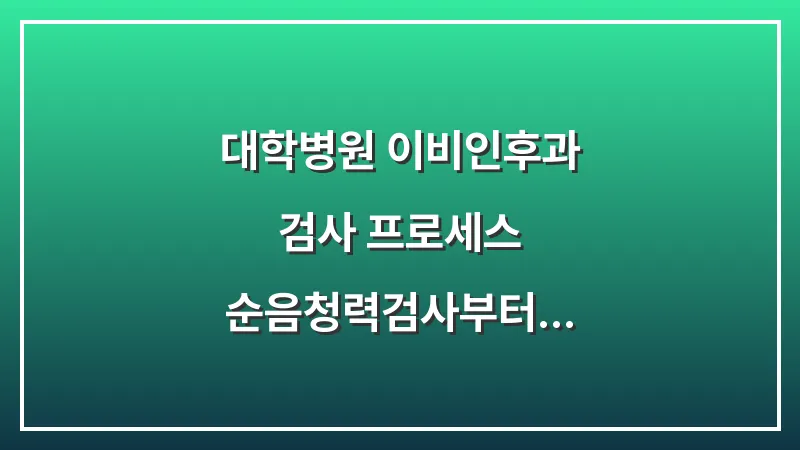 대학병원 이비인후과 검사 프로세스: 순음청력검사부터 뇌파검사까지 대표 이미지