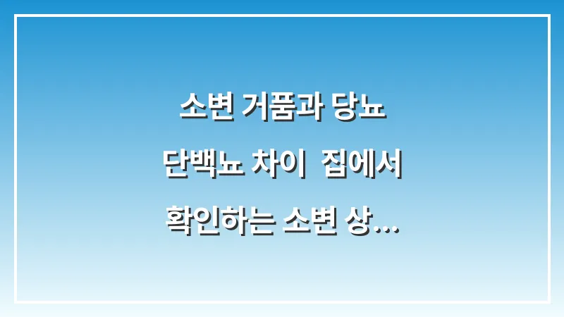 소변 거품과 당뇨 단백뇨 차이: 집에서 확인하는 소변 상태별 건강 지표 대표 이미지