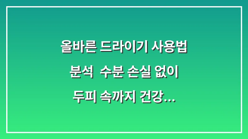 올바른 드라이기 사용법 분석: 수분 손실 없이 두피 속까지 건강하게 말리는 기술 대표 이미지