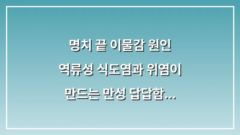 명치 끝 이물감 원인: 역류성 식도염과 위염이 만드는 만성 답답함 해결 대표 이미지